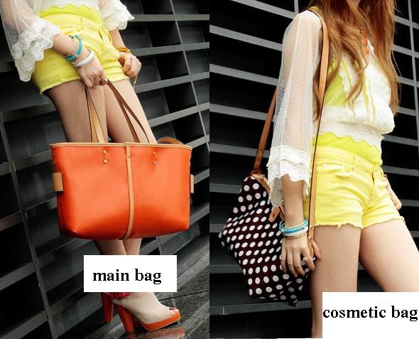 45cm LARGE ORANGE BAG+COSMETIC BAG